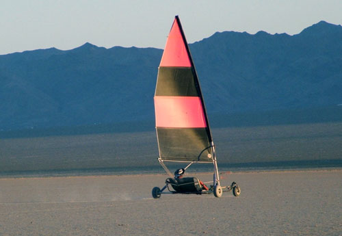 Landsailing on a dry lake bed